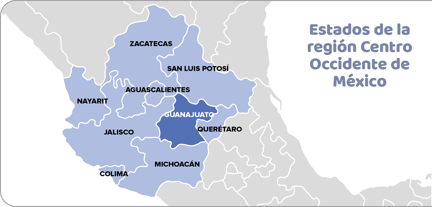 Estados de la región Centro Occidente de México